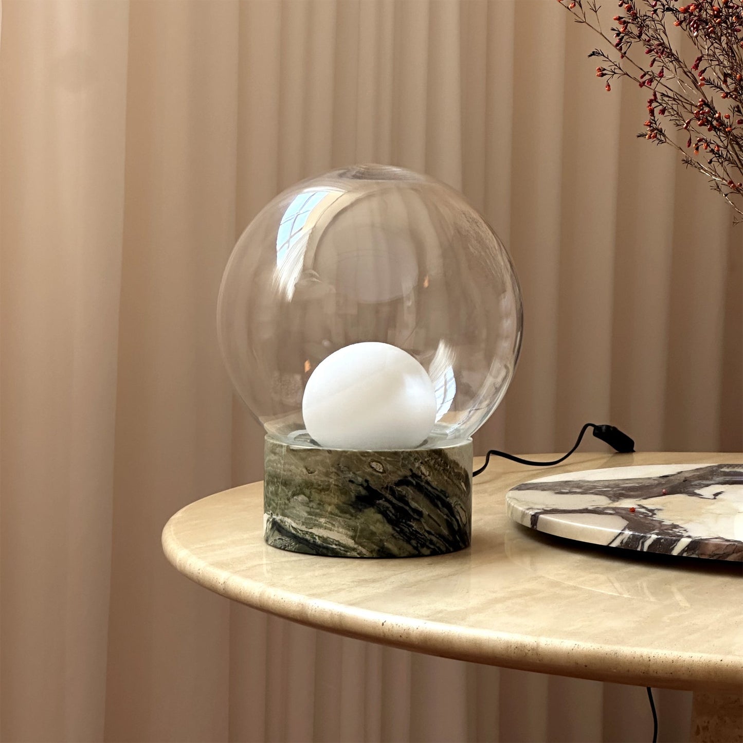 Lilly Table Lamp with Marble Base and Glass Globe – Modern Bedside or Desk Lamp 3