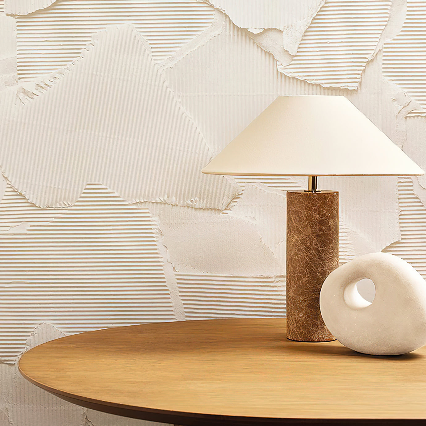 Elegant Marble Table Lamp with Fabric Shade – 32cm for Bedroom or Living Room 3