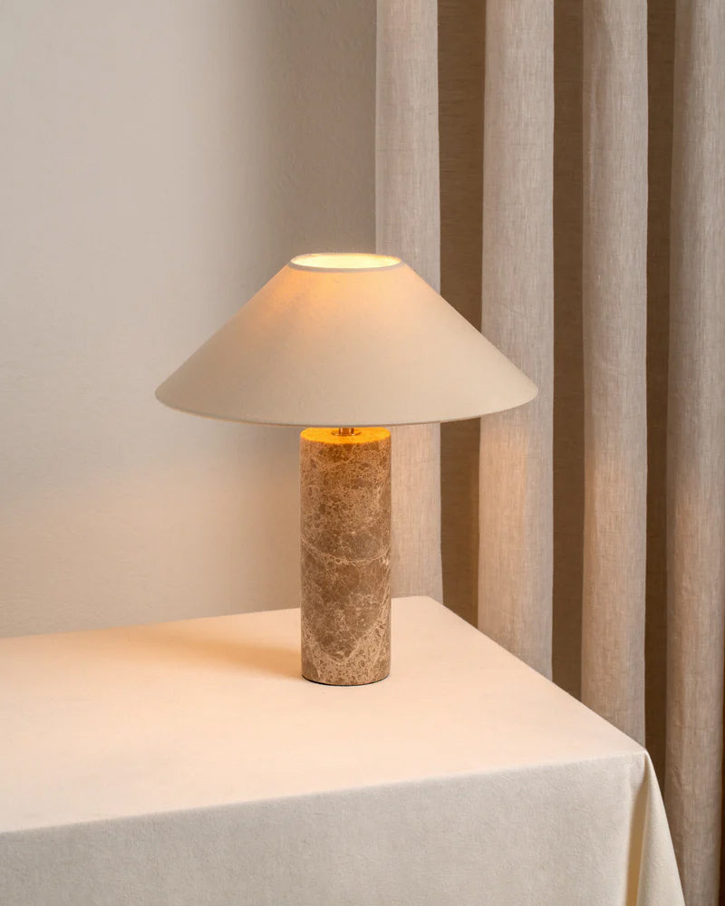 Elegant Marble Table Lamp with Fabric Shade – 32cm for Bedroom or Living Room 6