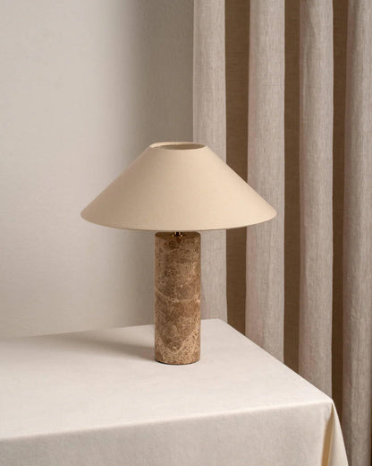Elegant Marble Table Lamp with Fabric Shade – 32cm for Bedroom or Living Room 7
