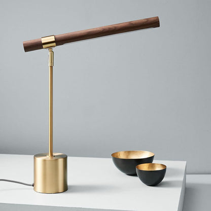 Elegant Adjustable Table Lamp for Living Room or Bedroom – Gold and Walnut Finish 2