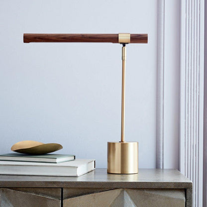 Elegant Adjustable Table Lamp for Living Room or Bedroom – Gold and Walnut Finish 9
