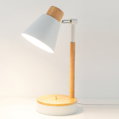 Modern Table Lamp with Wooden Base and Metal Shade – Minimalist Design for Desk or Bedside 1