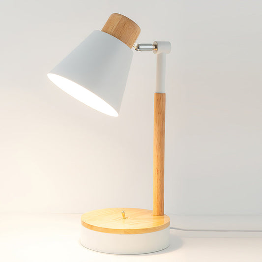 Modern Table Lamp with Wooden Base and Metal Shade – Minimalist Design for Desk or Bedside 1