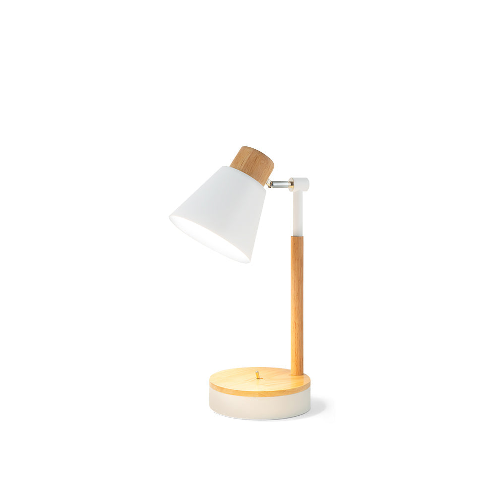 Modern Table Lamp with Wooden Base and Metal Shade – Minimalist Design for Desk or Bedside 2
