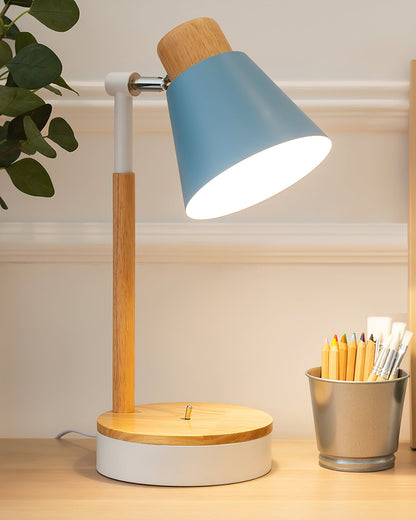 Modern Table Lamp with Wooden Base and Metal Shade – Minimalist Design for Desk or Bedside 9