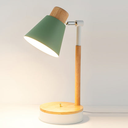 Modern Table Lamp with Wooden Base and Metal Shade – Minimalist Design for Desk or Bedside 10