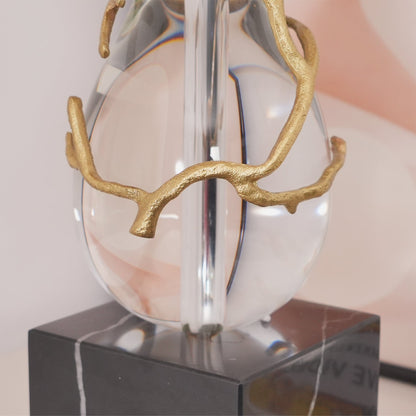Elegant Table Lamp with Twig Base and Drum Shade – Black and Gold Finish 8