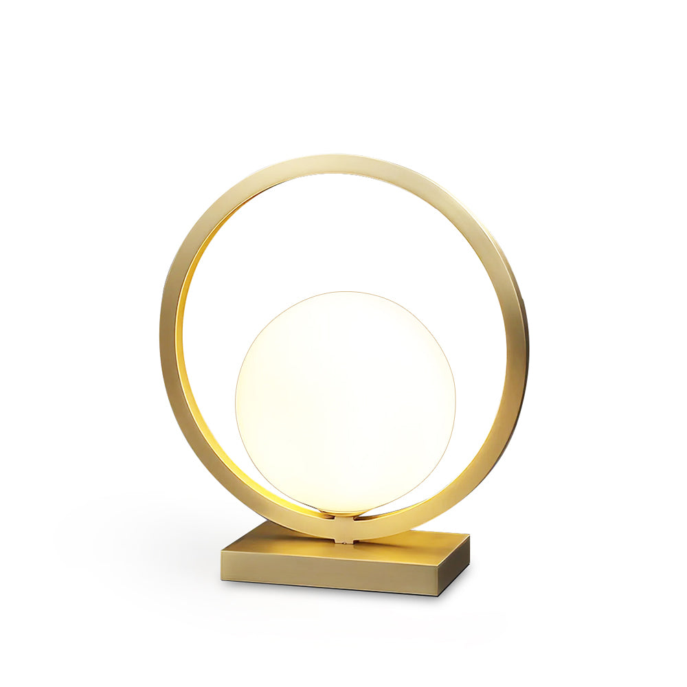 Art Deco Brass Table Lamp with White Globe – Stylish Nightstand or Bedroom Lamp 2