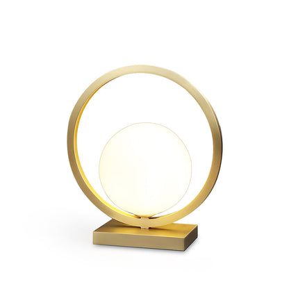 Art Deco Brass Table Lamp with White Globe – Stylish Nightstand or Bedroom Lamp 2