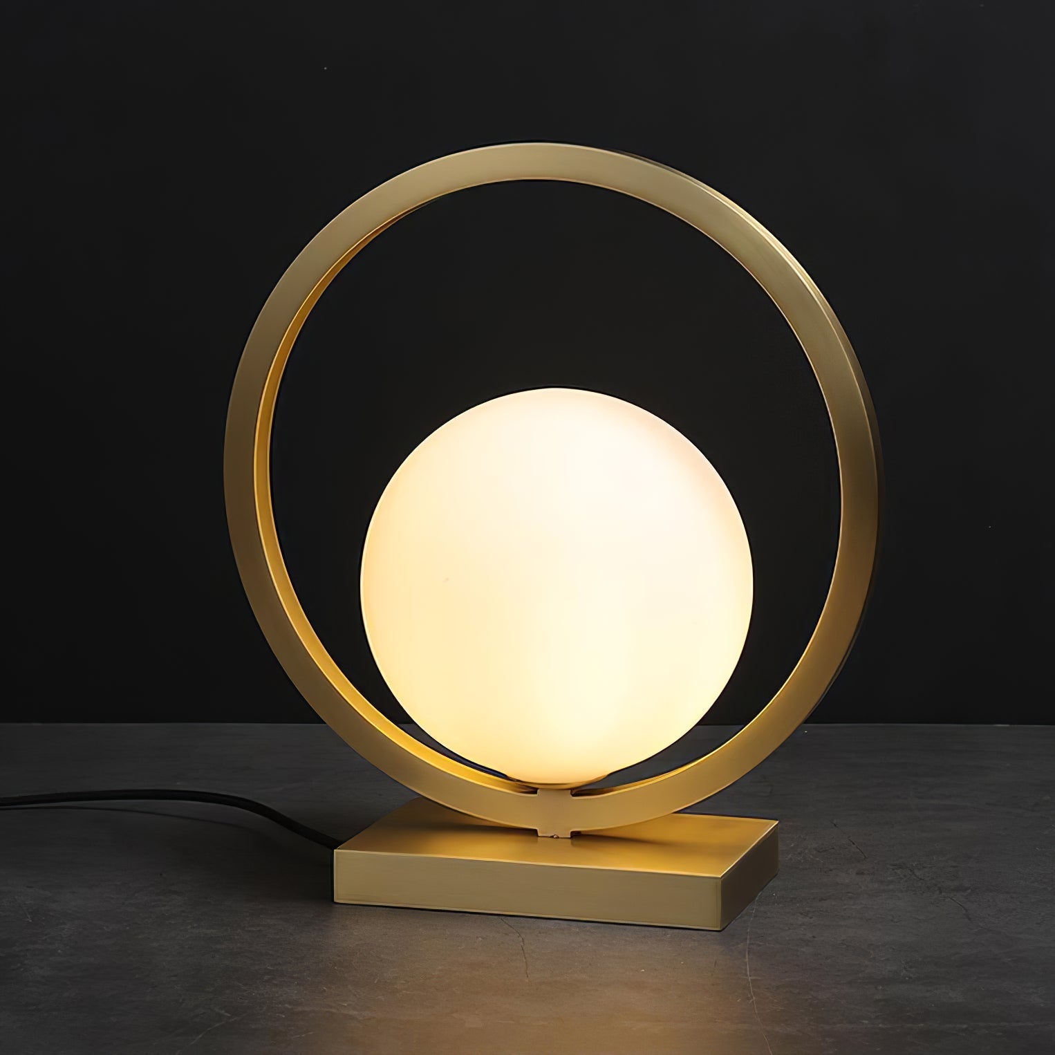 Art Deco Brass Table Lamp with White Globe – Stylish Nightstand or Bedroom Lamp 3