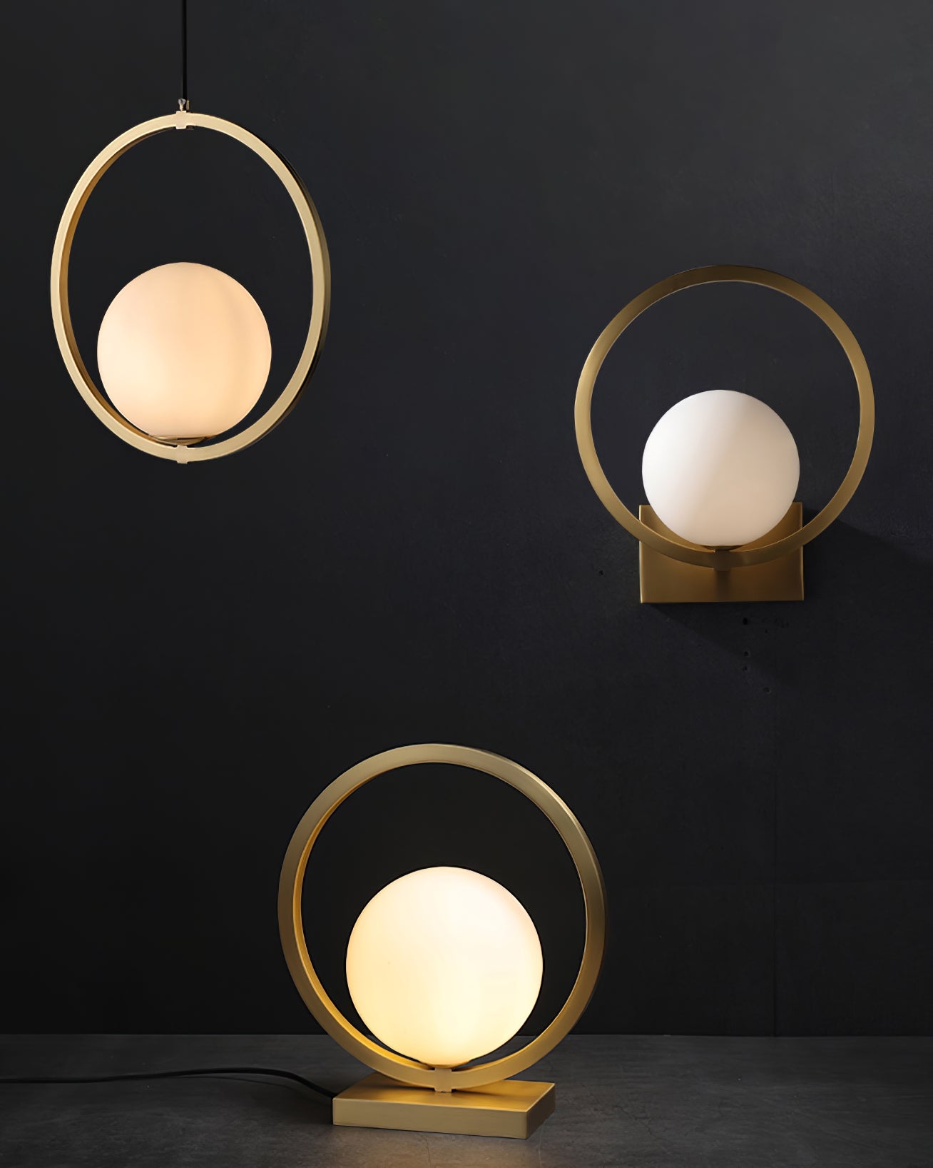 Art Deco Brass Table Lamp with White Globe – Stylish Nightstand or Bedroom Lamp 4