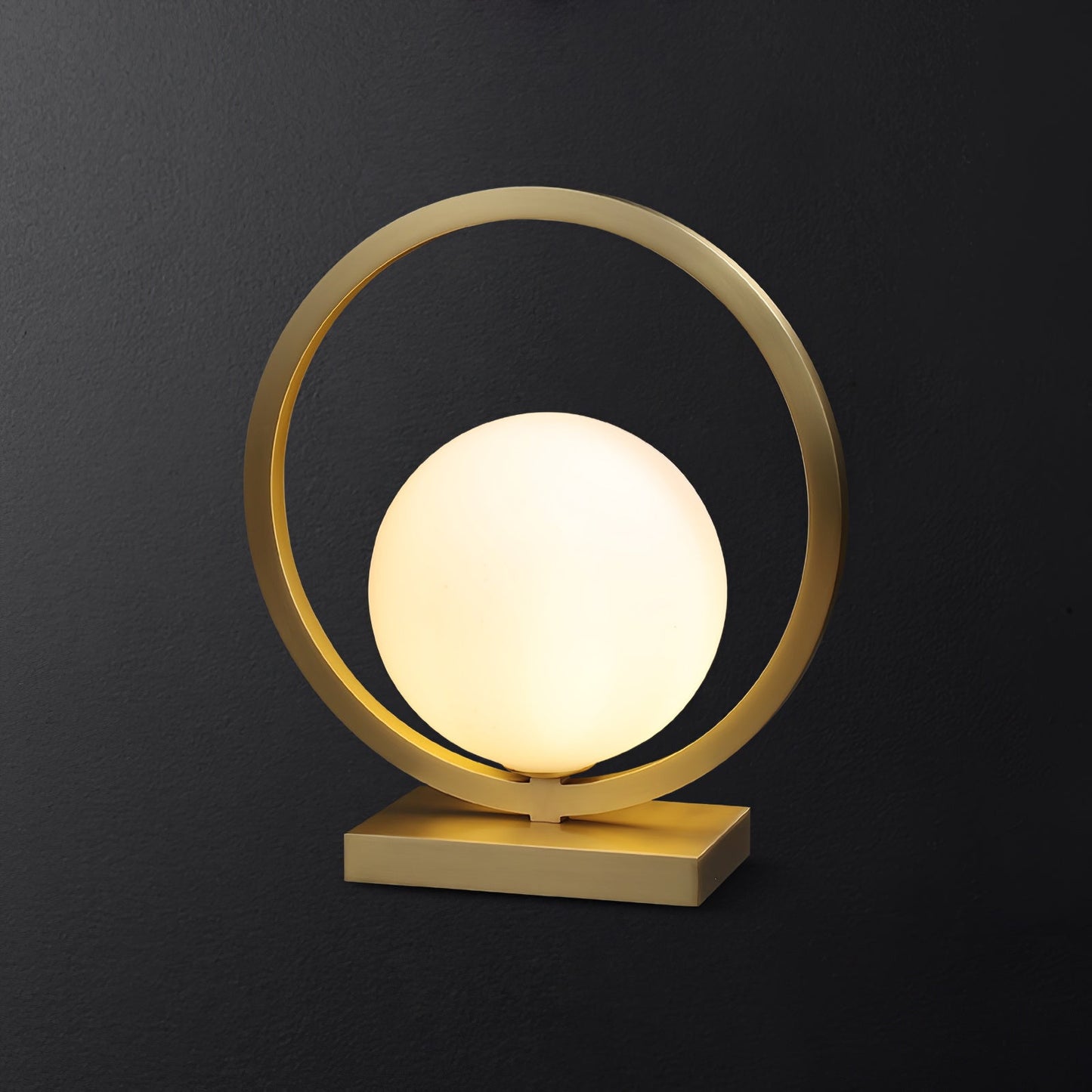 Art Deco Brass Table Lamp with White Globe – Stylish Nightstand or Bedroom Lamp 5