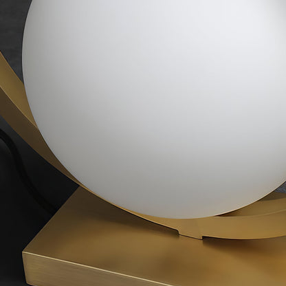 Art Deco Brass Table Lamp with White Globe – Stylish Nightstand or Bedroom Lamp 9