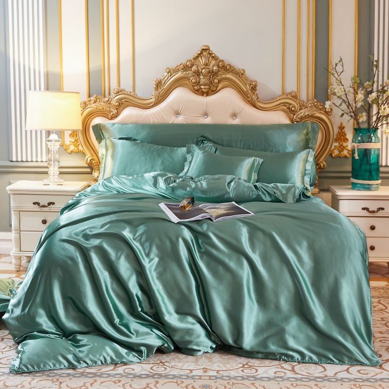 Luxury Silk Satin Bed Linen Set 4 Pieces Duvet Covers Bed Sheets 11