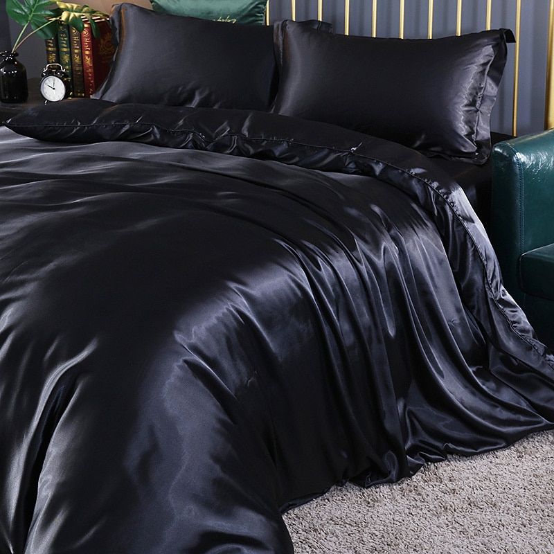 Luxury Silk Satin Bed Linen Set 4 Pieces Duvet Covers Bed Sheets 3