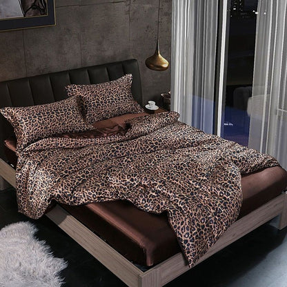Luxury Silk Satin Bed Linen Set 4 Pieces Duvet Covers Bed Sheets 10