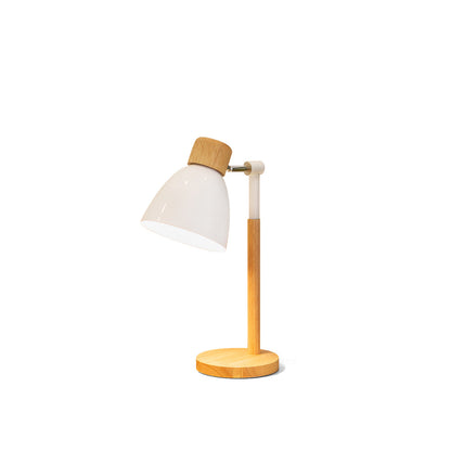 Wood Table Lamp with Yellow Metal Shade - Scandinavian Design for Bedside or Desk 2