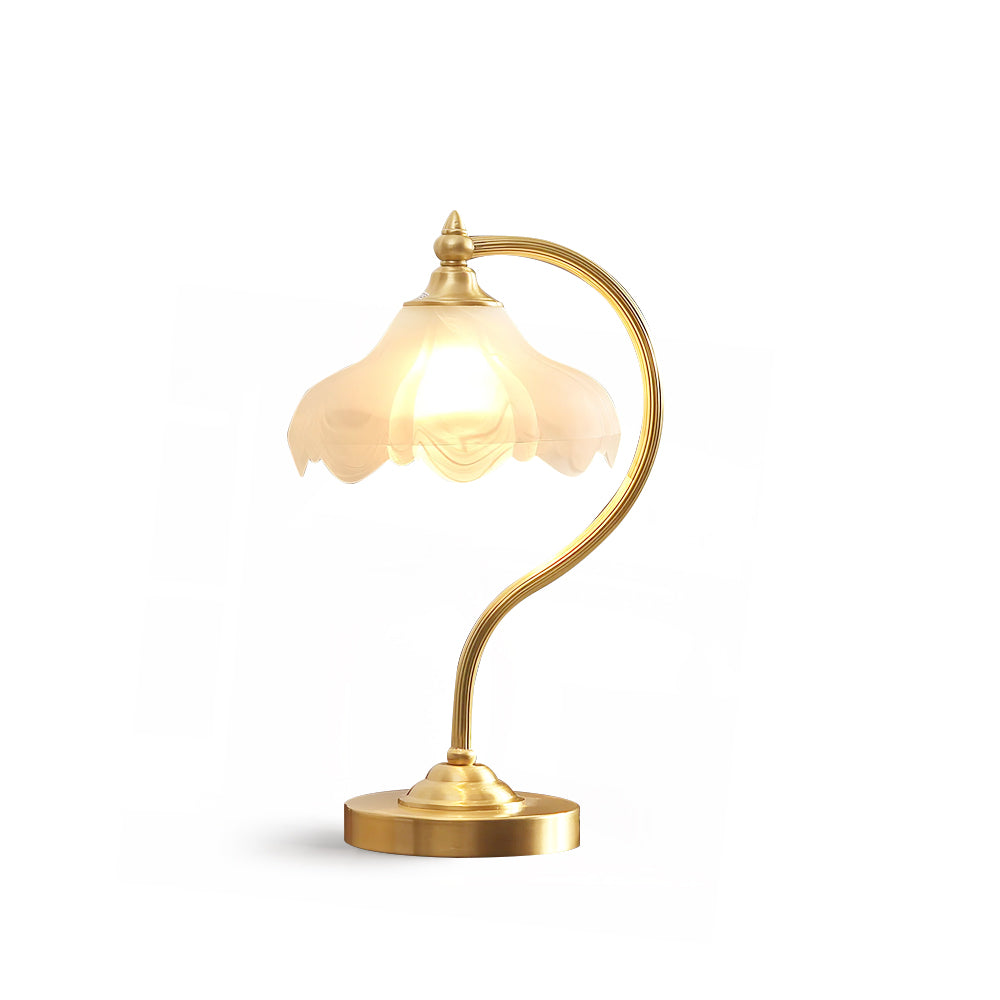 Elegant Brass and Glass Table Lamp – Magnolia Flower Design for Bedroom or Living Room 2