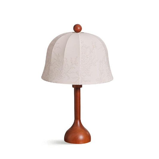 Elegant Wooden Table Lamp with Floral Shade – 26.8 Inch Height for Bedroom or Living Room 1