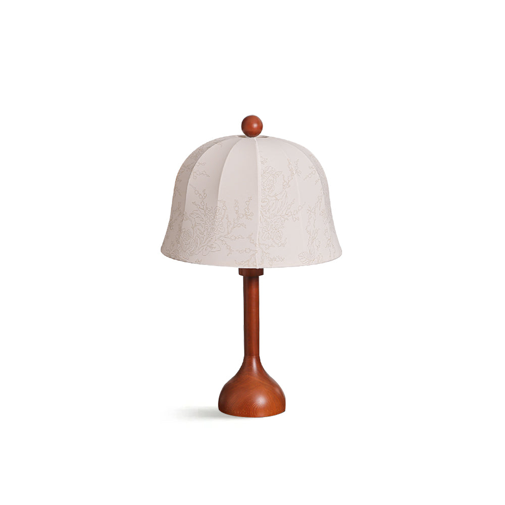 Elegant Wooden Table Lamp with Floral Shade – 26.8 Inch Height for Bedroom or Living Room 2