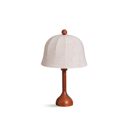 Elegant Wooden Table Lamp with Floral Shade – 26.8 Inch Height for Bedroom or Living Room 2
