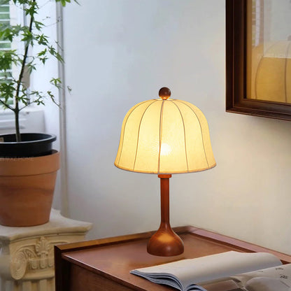 Elegant Wooden Table Lamp with Floral Shade – 26.8 Inch Height for Bedroom or Living Room 3