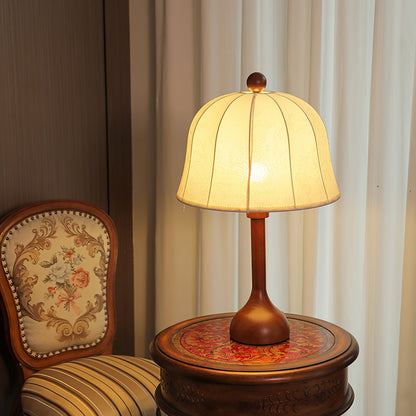 Elegant Wooden Table Lamp with Floral Shade – 26.8 Inch Height for Bedroom or Living Room 6