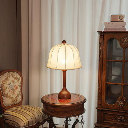 Elegant Wooden Table Lamp with Floral Shade – 26.8 Inch Height for Bedroom or Living Room 8
