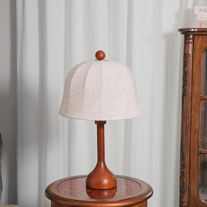 Elegant Wooden Table Lamp with Floral Shade – 26.8 Inch Height for Bedroom or Living Room 9