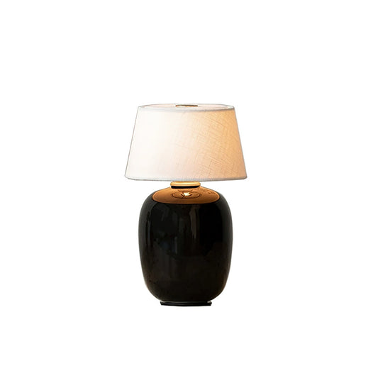 Elegant Table Lamp with Ceramic Base and Fabric Shade – Touch Control LED Bedside Lamp for Living Room and Bedroom 1