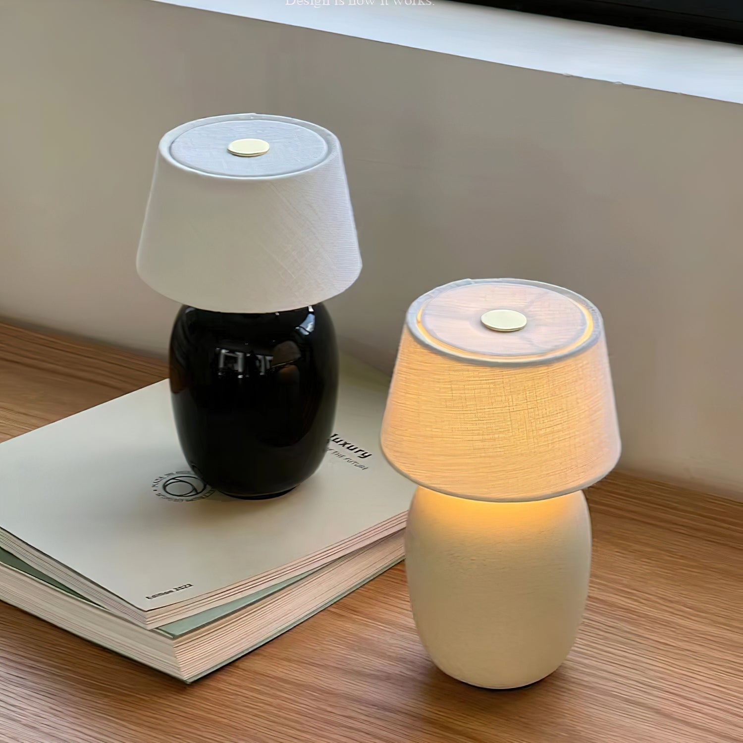 Elegant Table Lamp with Ceramic Base and Fabric Shade – Touch Control LED Bedside Lamp for Living Room and Bedroom 3