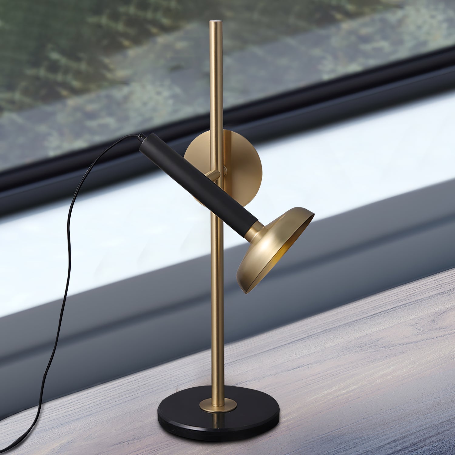 Elegant Table Lamp with Gold Shade and Black Frame – Modern Bedside or Desk Lamp 3