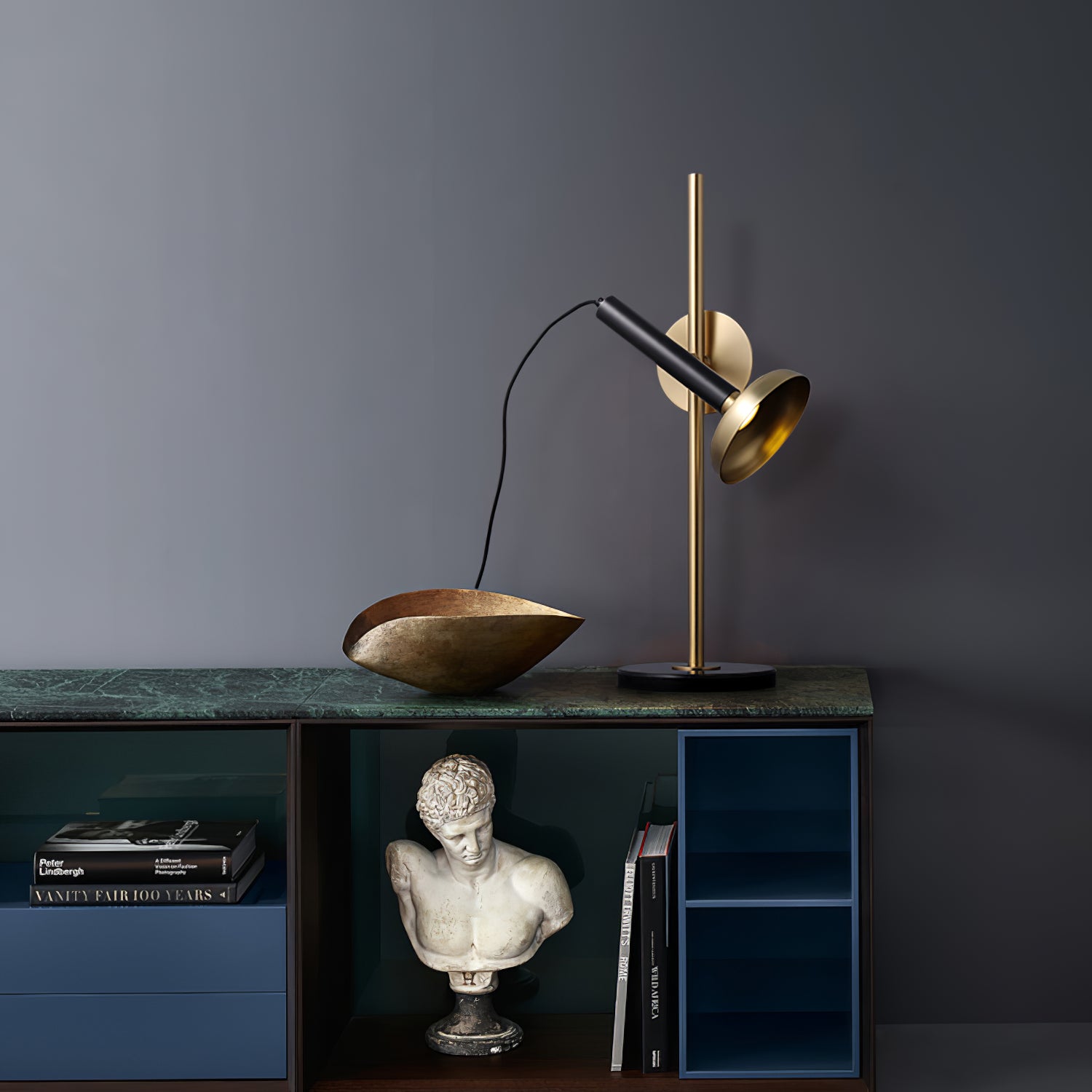 Elegant Table Lamp with Gold Shade and Black Frame – Modern Bedside or Desk Lamp 4