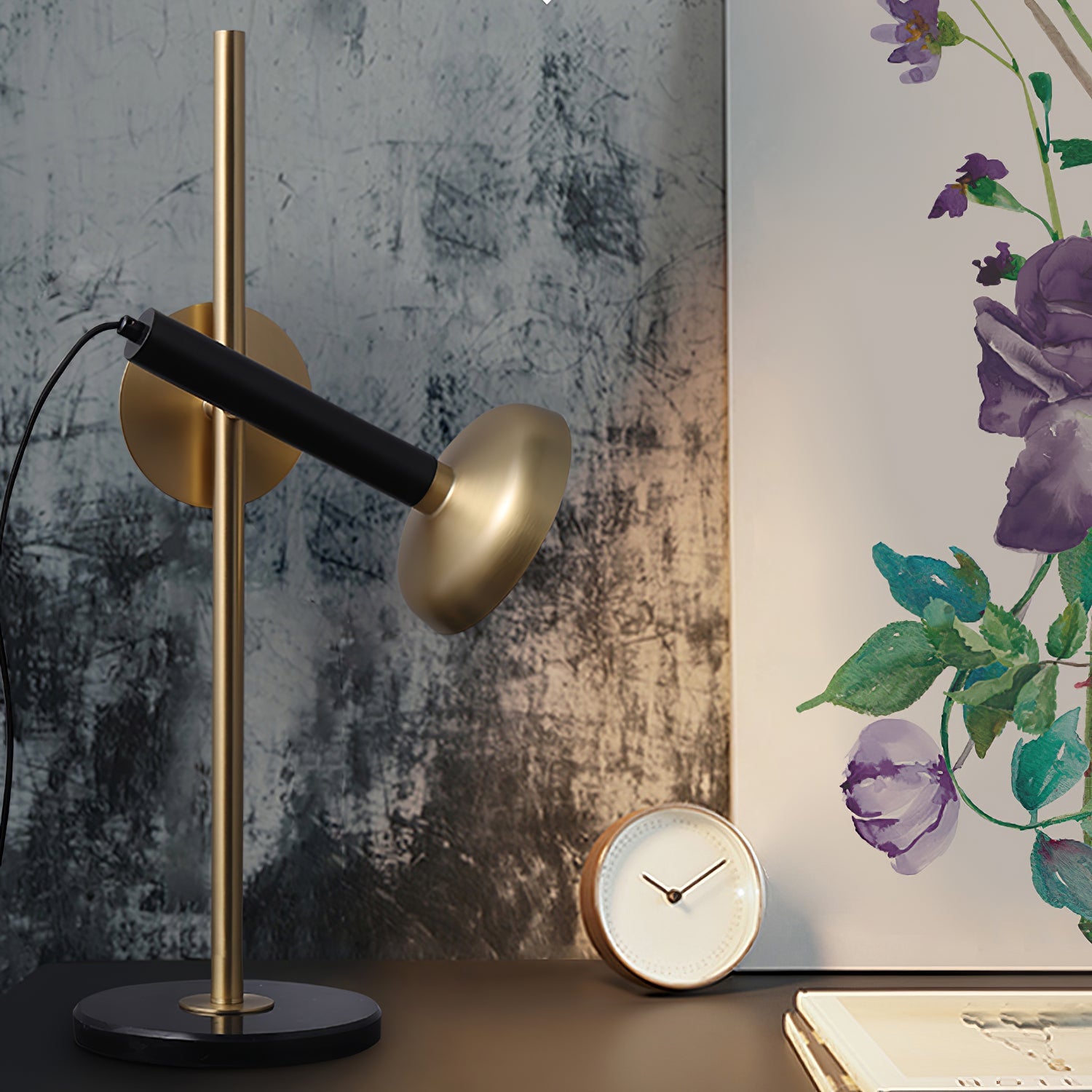 Elegant Table Lamp with Gold Shade and Black Frame – Modern Bedside or Desk Lamp 5