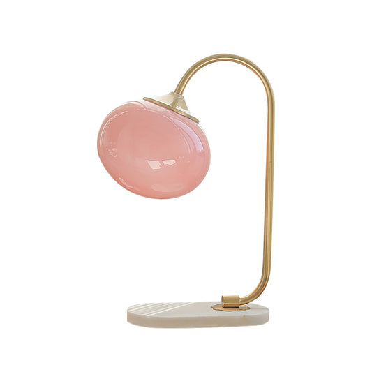 Modern Table Lamp with Pink Glass Shade and Gold Finish – 16.1 Height 1