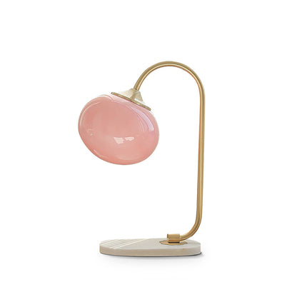 Modern Table Lamp with Pink Glass Shade and Gold Finish – 16.1 Height 2