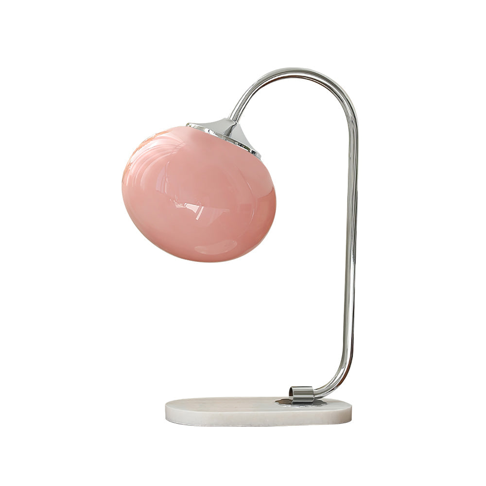 Modern Table Lamp with Pink Glass Shade and Gold Finish – 16.1 Height 11