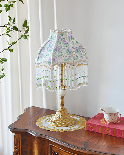 Vintage Tiffany-Style Table Lamp with Floral Accents - Elegant Bedside or Desk Lighting 4