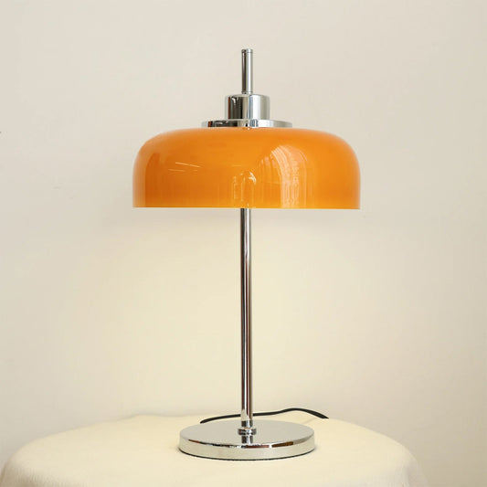 Mid-Century Inspired Maybe Table Lamp with Integrated LED – Orange Shade 1