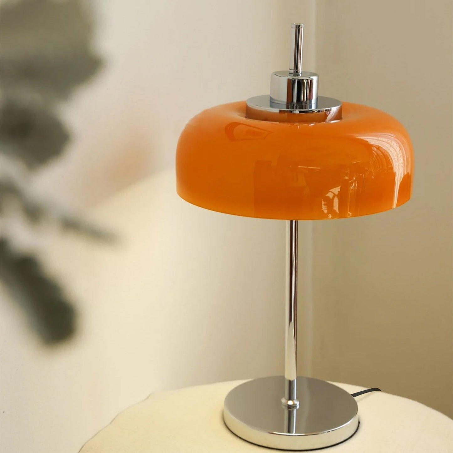 Mid-Century Inspired Maybe Table Lamp with Integrated LED – Orange Shade 3