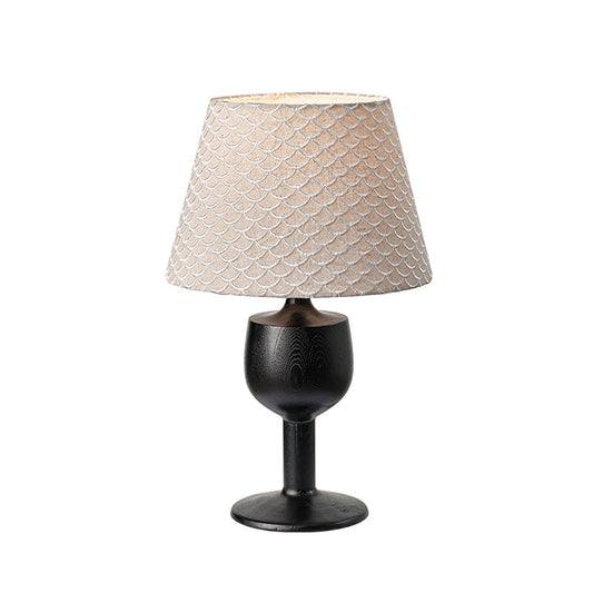 Elegant Mermaid Table Lamp with Fabric Shade and Wooden Base for Bedroom or Living Room 1
