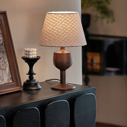Elegant Mermaid Table Lamp with Fabric Shade and Wooden Base for Bedroom or Living Room 8