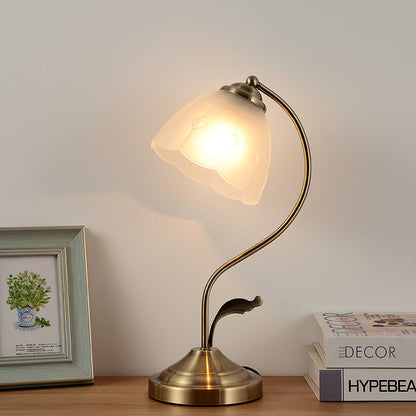 Elegant Flower-Shaped Glass Table Lamp with Metal Base – Indoor Lighting Fixture 1