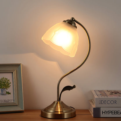Elegant Flower-Shaped Glass Table Lamp with Metal Base – Indoor Lighting Fixture 9