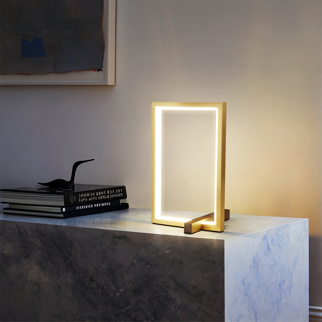Mid-Century Modern Wood Table Lamp with Brass Accent – Dual Bulb LED Lighting 3