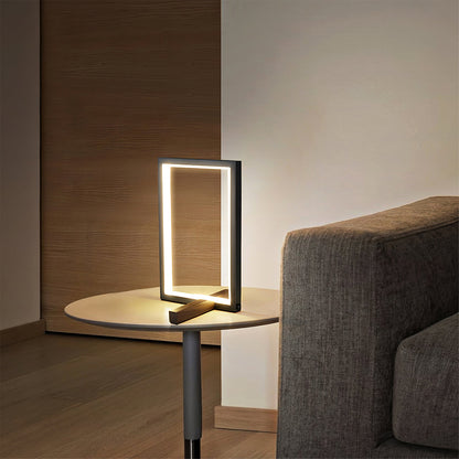 Mid-Century Modern Wood Table Lamp with Brass Accent – Dual Bulb LED Lighting 4