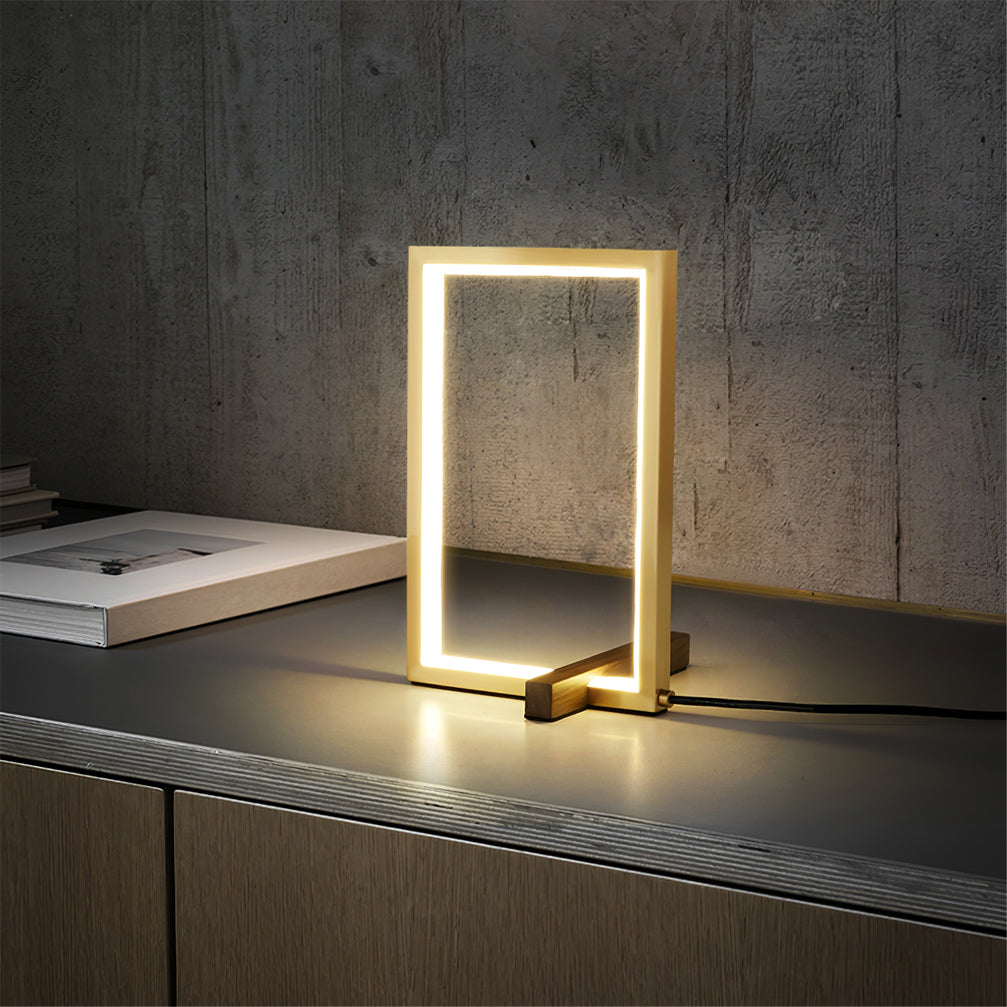 Mid-Century Modern Wood Table Lamp with Brass Accent – Dual Bulb LED Lighting 6