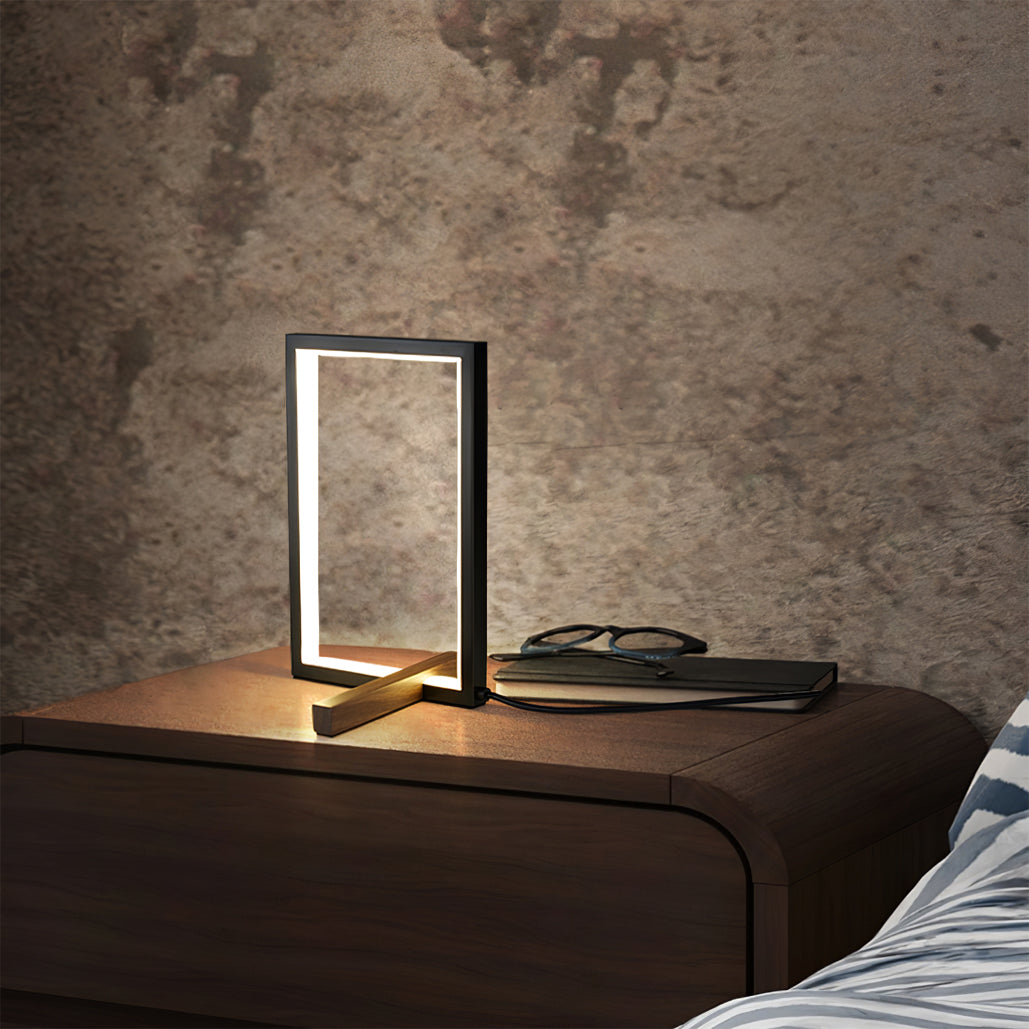Mid-Century Modern Wood Table Lamp with Brass Accent – Dual Bulb LED Lighting 7