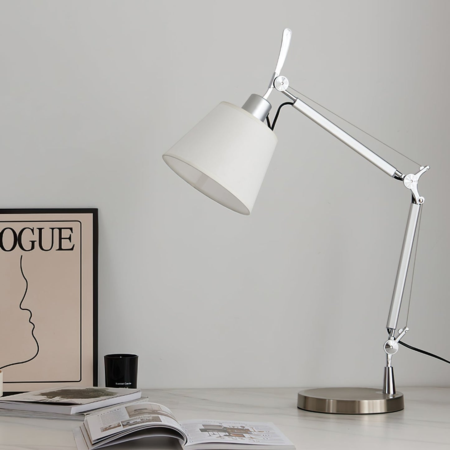 Modern Classic Table Lamp with Adjustable Angle – 65cm Height, Fog Silver Finish 6